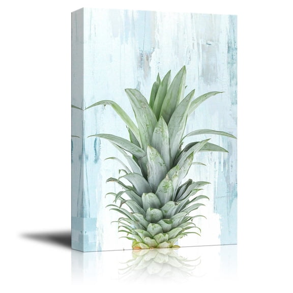 wall26 Canvas Print Wall Art - Pineapple on Blue Retro Style Background - Gallery Wrap Modern Home Art | Ready to Hang - 16x24 inches