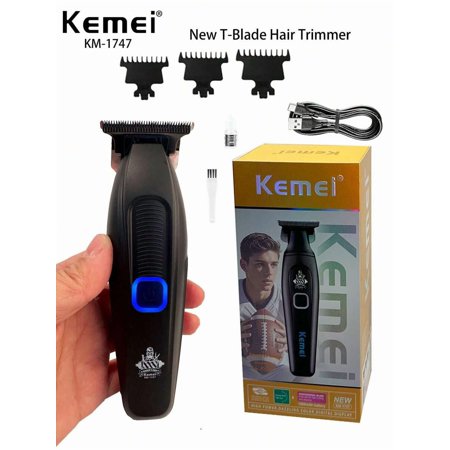 Kemei KM-1747 Professional T-Blade Hair Trimmer 0mm Zero Gappped Carving Clipper Sculpting Barber Clipper Type-C Electric Hair Clipper For Men Gift DesignB
