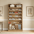 thumbnail image 6 of Fnova 70.87"H Tall Storage Shelf, Modern Freestanding Wooden Bookshelf with 8 Adjustable Shelves, Large Open Bookcase Display Organizer for Living Room, Bedroom, Home Office, Lighr Brown, 6 of 7