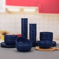 thumbnail image 2 of Mainstays 30-Piece Plastic Etched Blueberry Pattern Dinnerware Bundle Set, Navy Blue, 2 of 18