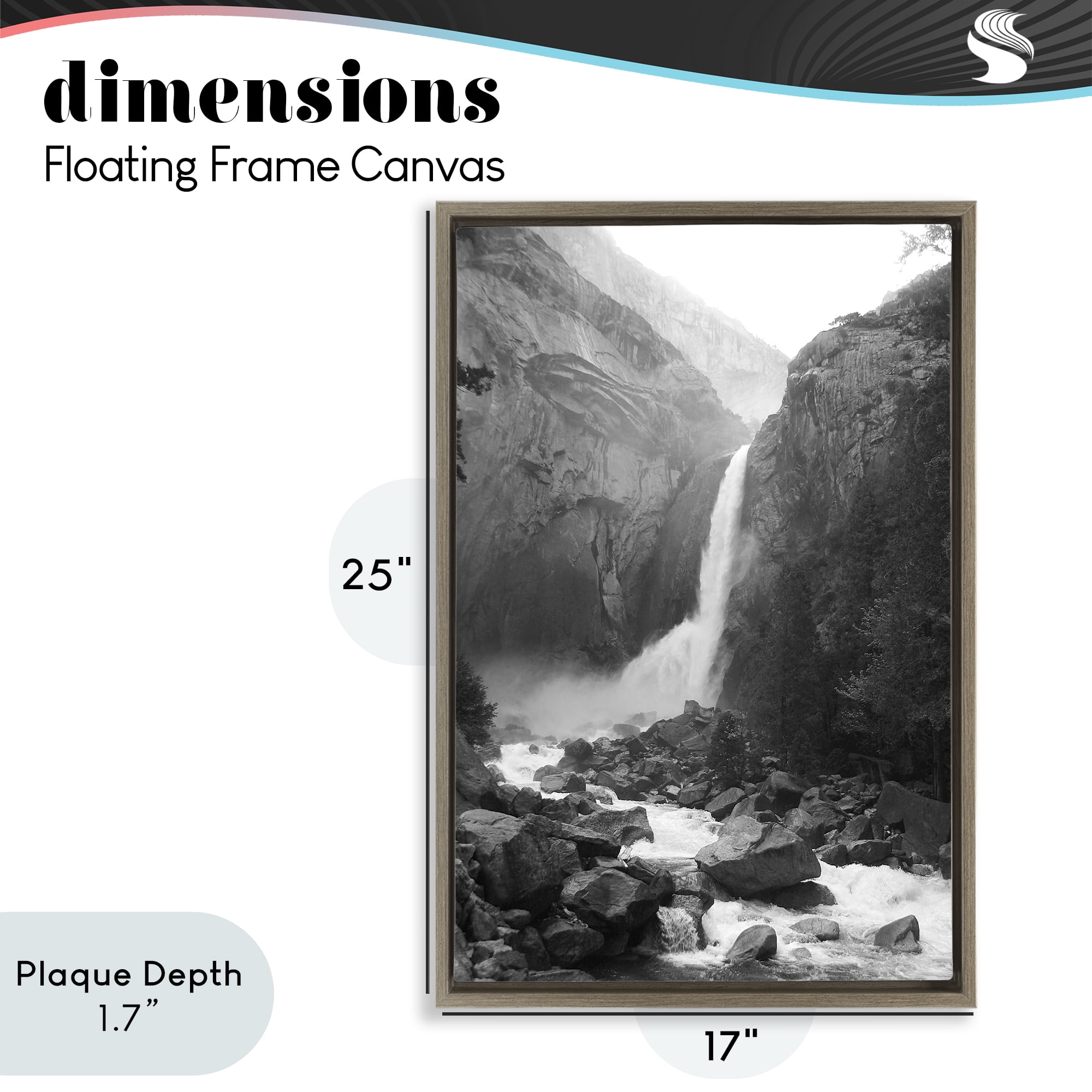Stupell Industries Rocky Yosemite Falls Brown Framed Floater Canvas Wall Art, design by Kim Curinga