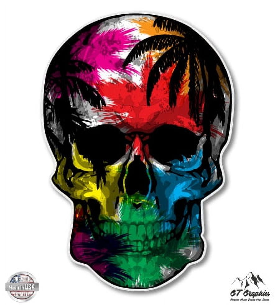 Erreinge® Adesivo Rosso Fluo 12 cm Pirata Teschio Sticker stampato per