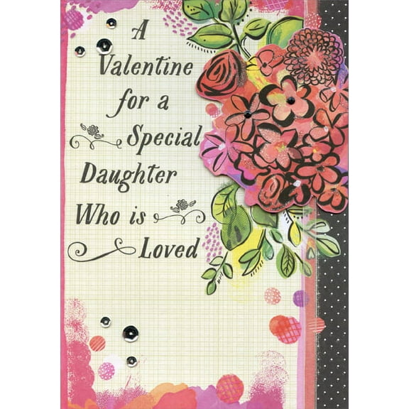 Designer Greetings Tip On Bunch of Flowers Hand Crafted: Daughter Premium Keepsake Valentine's Day Card