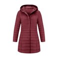 thumbnail image 4 of BXJX Womens Mid-Length Puffer Jackets, Long Sleeve Full Zip Warm Side Pockets Winter Outerwear with Hood Wine Size M, 4 of 8