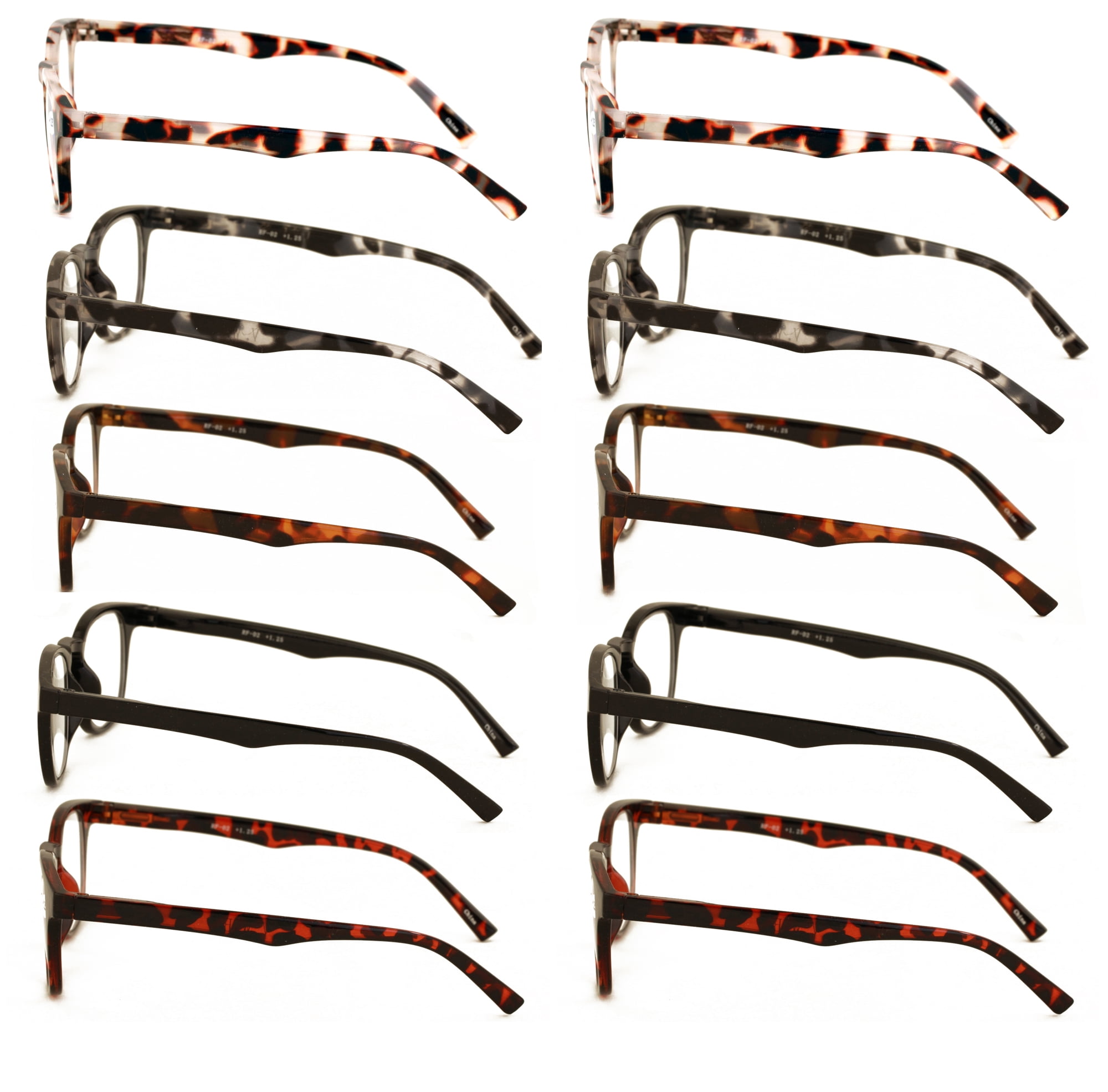 10 Pairs Comfortable Men Or Women Round Reading Glasses – Clear Lens Lightweight Readers with Spring Hinges RF02 +2.75