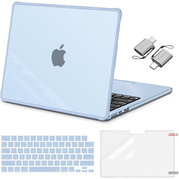 MOSISO Compatible with MacBook Air 13 inch Case 2026 2025-2022 M5 M4 M3 M2,Anti-Cracking Corner Protective Hard Case&Keyboard Skin&Screen Film&Type C with TPU Bumper Edge