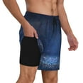 thumbnail image 3 of Balery Retro Blue Glitter Mens Swim Trunks Swim Shorts for Men Quick Dry Inseam Beach Shorts with Compression Liner Pocket-X-Large, 3 of 9