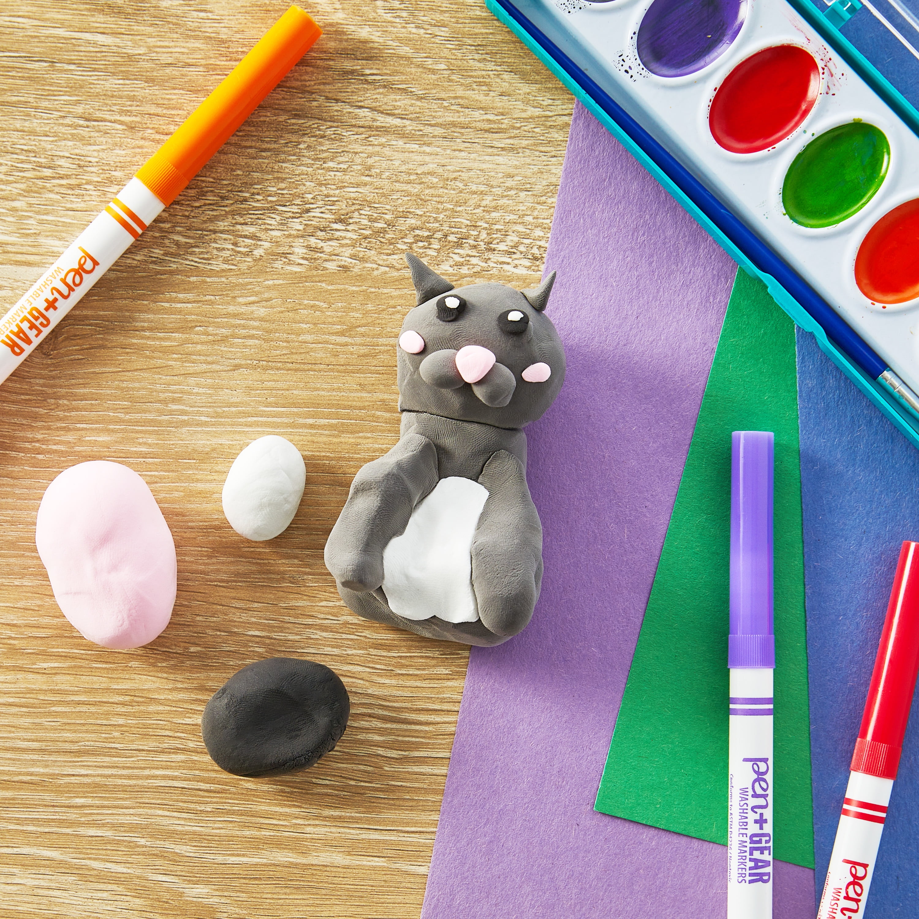 Pen+Gear Air Dry Clay Sculpting Kit, Gray Cat, 8 oz