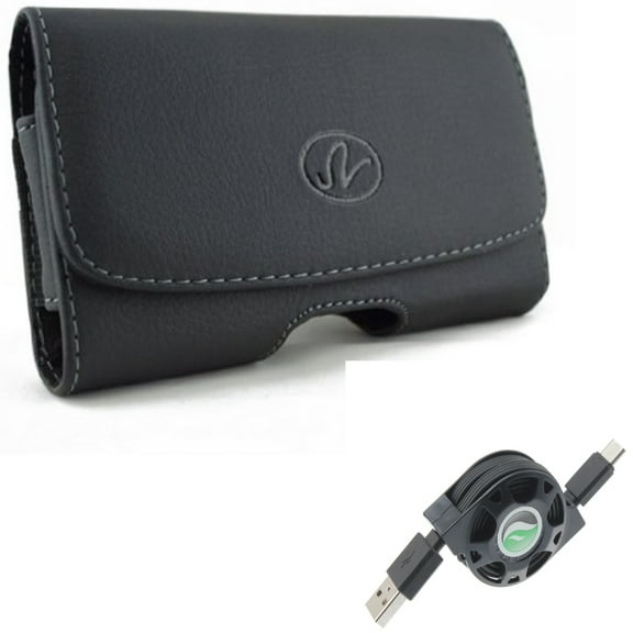 Case Belt Clip w USB-C Cable for Samsung Galaxy S22 Plus,S21,S21 Plus,S21 S20 Plus,S20 Fan Edition,Fan FE 5G - Leather Swivel Holster, Retractable Type-C Charger