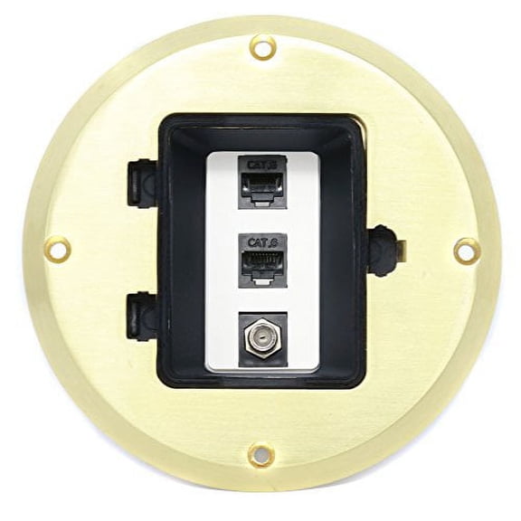 RiteAV 2 Port Cat6 Ethernet 1 Port Coax Cable TV Floor Box - Black
