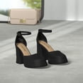thumbnail image 2 of Zapatos DREAM PAIRS Tacones Plataforma Gruesa Negros Talla 6, 2 of 9
