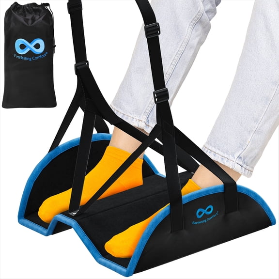 Everlasting Comfort Airplane Foot Hammock, Portable Memory Foam Foot Rest for Travel
