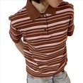 thumbnail image 2 of Blusas Informales de Corta para Mujer, Estilo Ejecutivo, con Cuello en V, para Verano, 2025, con Cuello Básico Ajustado Color Café L, 2 of 8