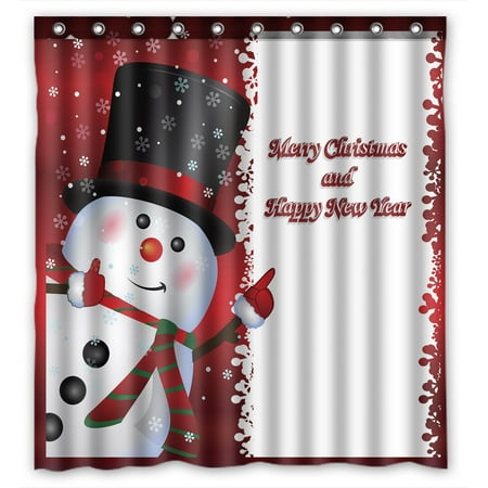 - YKCG Red Christmas Snowman Quotes Winter Snowflakes Shower Curtain Waterproof Fabric Bathroom Shower Curtain 66x72 inches