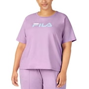 Fila Women's Thea Cotton Logo Short Sleeve T-Shirt Purple Size 1X