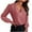 Pink, variant on Womens V Neck Blouse Wrinkle Free Dressy Smocked Cuffed Shirt Elegant Office Work Blouses Tunic Tops