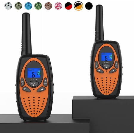 Two Way Radios for Adults, FRS Walkie Talkie Long Range /Hands Free Walki Talki with Noise Cancelling for Women Kids Camping Hiking Cruise Ship (Orange 2 in 1)