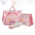 thumbnail image 3 of 4-in-1 Multi-function Car Pattern Large Capacity Baby Diaper Nappy Changing Pad Travel Mummy Bag Tote Handbag Set (Pink), 3 of 8