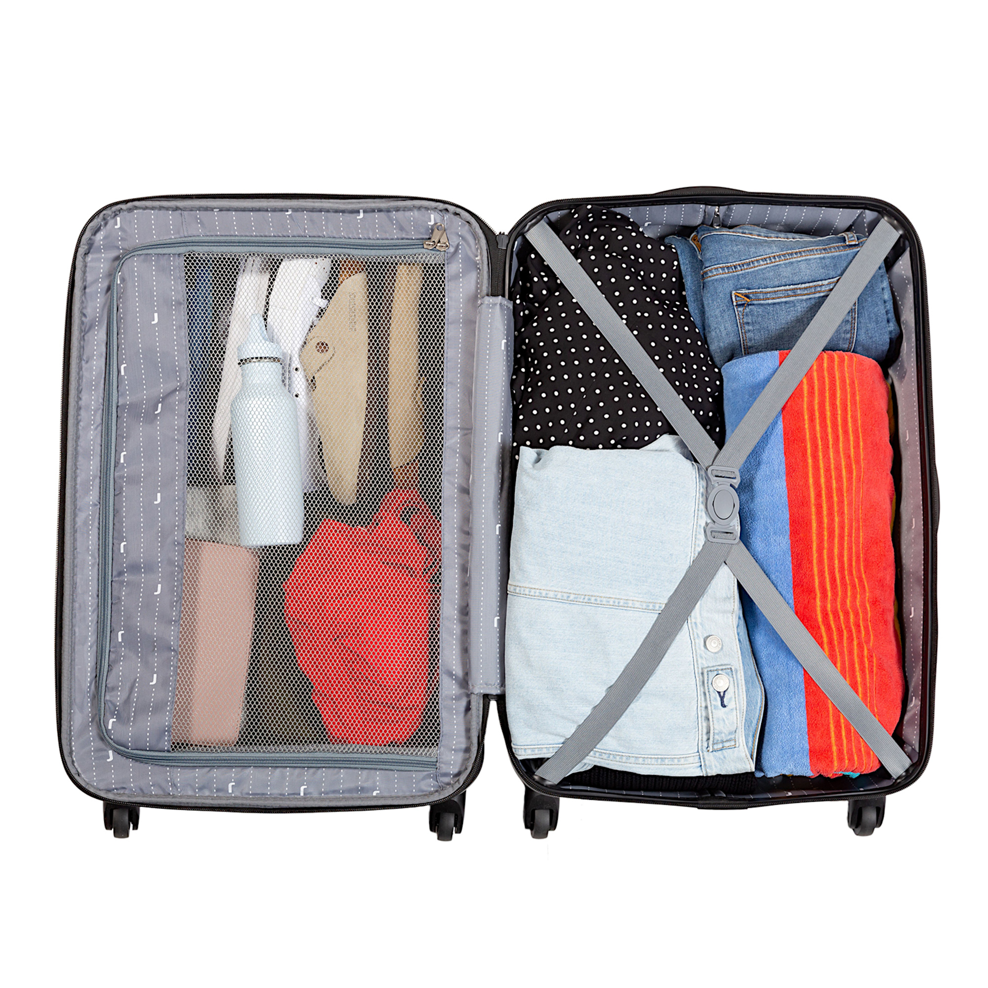 Jetstream 28-inch Hardside Rolling Spinner Checked Luggage, White Dots on Black