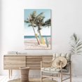 thumbnail image 5 of Beach Seaside Canvas Wall Art: Coastal Coconut Trees Painting Ocean Swing Hanging on Palm Tree Picture Seascape Sunset Artwork Decor for Living Room Bathroom 16" x 12", 5 of 6