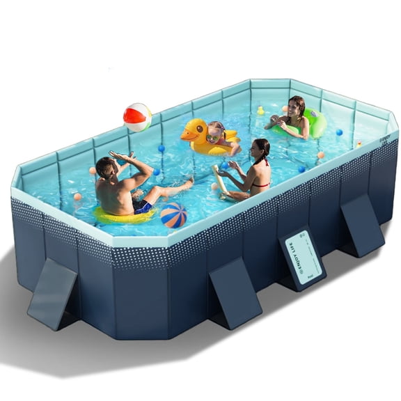 EONROACOO 113in Foldable Swimming Pool Non-Inflatable Above Ground Kiddie Pool(Blue)