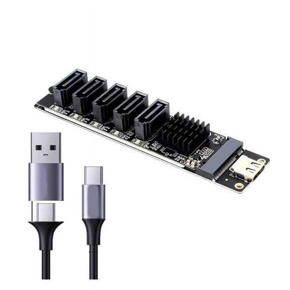 TYPE-C to SATA3.0 5 Ports Adapter Converter Card 6Gbps USB10G JM575 JMS580 for SSD HDD Expansion