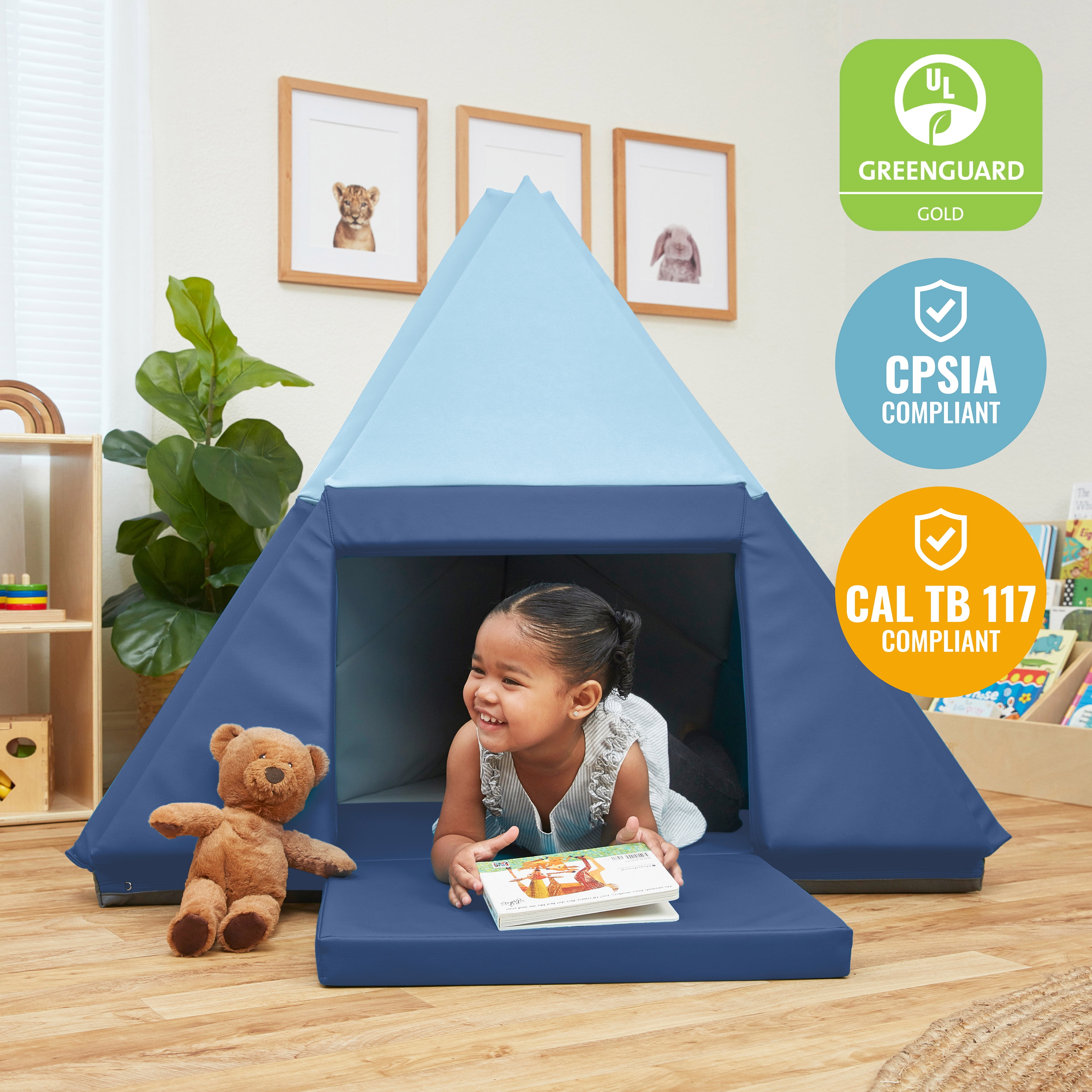 ECR4Kids SoftZone Camp, Canoe and Tumble Too Activity Play Mat, Toddler Playmat, Earthtone