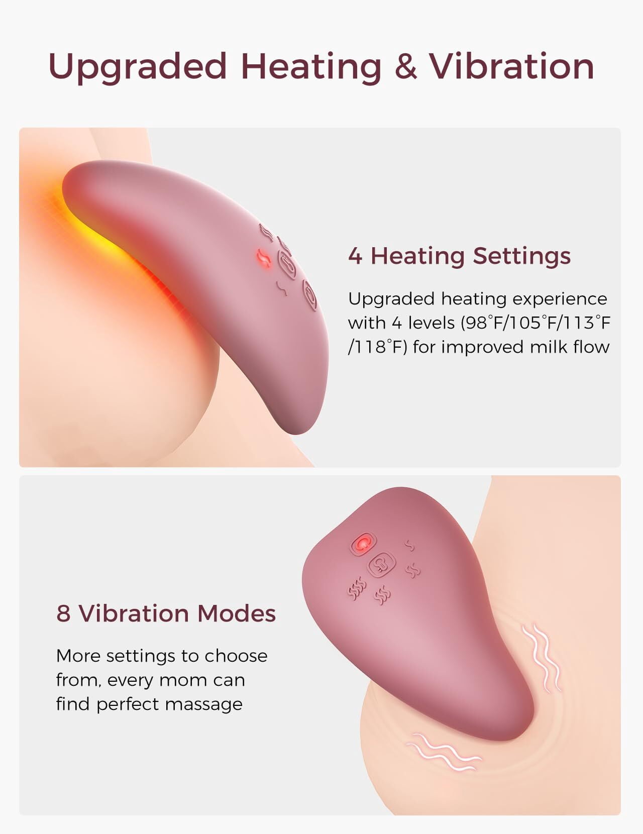 Momcozy Warming Lactation Massager Pro, 8 Vibration Modes & 4 Heating Levels, Improves Milk Flow & Relieves Breast Engorgement