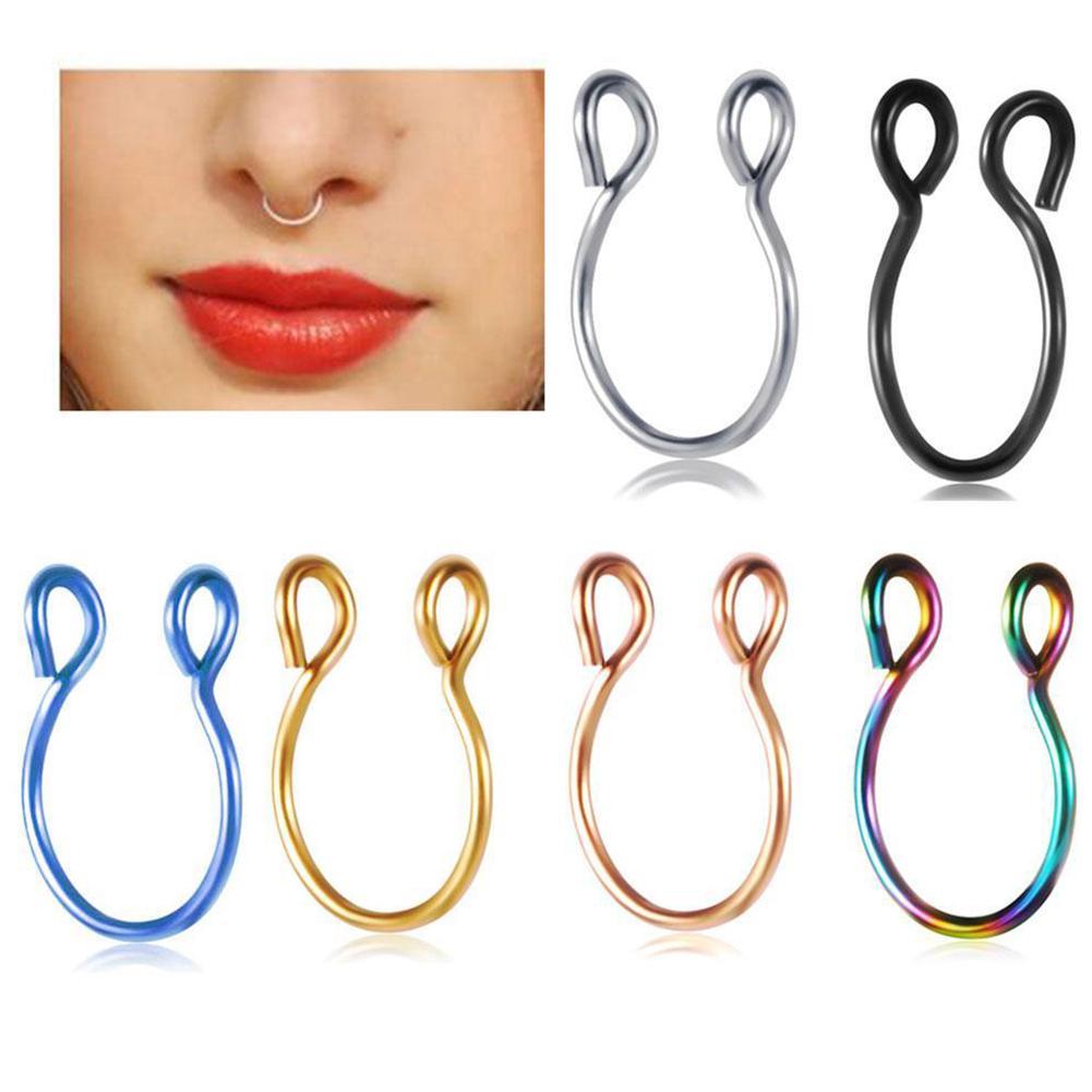 6pcs Magnetic Septum Fakes Nose Ear Rings Steel Non-Piercing Gifts R7Y8 - image 3 of 9