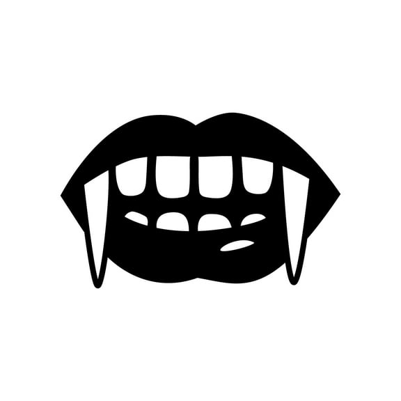 Vinyl Wall Art Decal - Vampire Teeth - 6" x 10" - Fun Spooky Halloween Goth Decoration Sticker - Kids Teens Adults Indoor Outdoor Wall Door Window Living Room Office Decor (6" x 10"; Black)