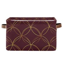 Yayeee Canvas Storage Basket with Handles for Shelves Fabric Bins Closet Organizer, Circular Gold Pattern