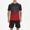 thumbnail image 2 of Men's Workout Outfit Sets Mesh Breathable Quick Dry T-Shirt and Elastic Shorts 2-Piece Running Fitness Exercise Set Gradient Color Athletic Sportswear for Men, 2 of 8