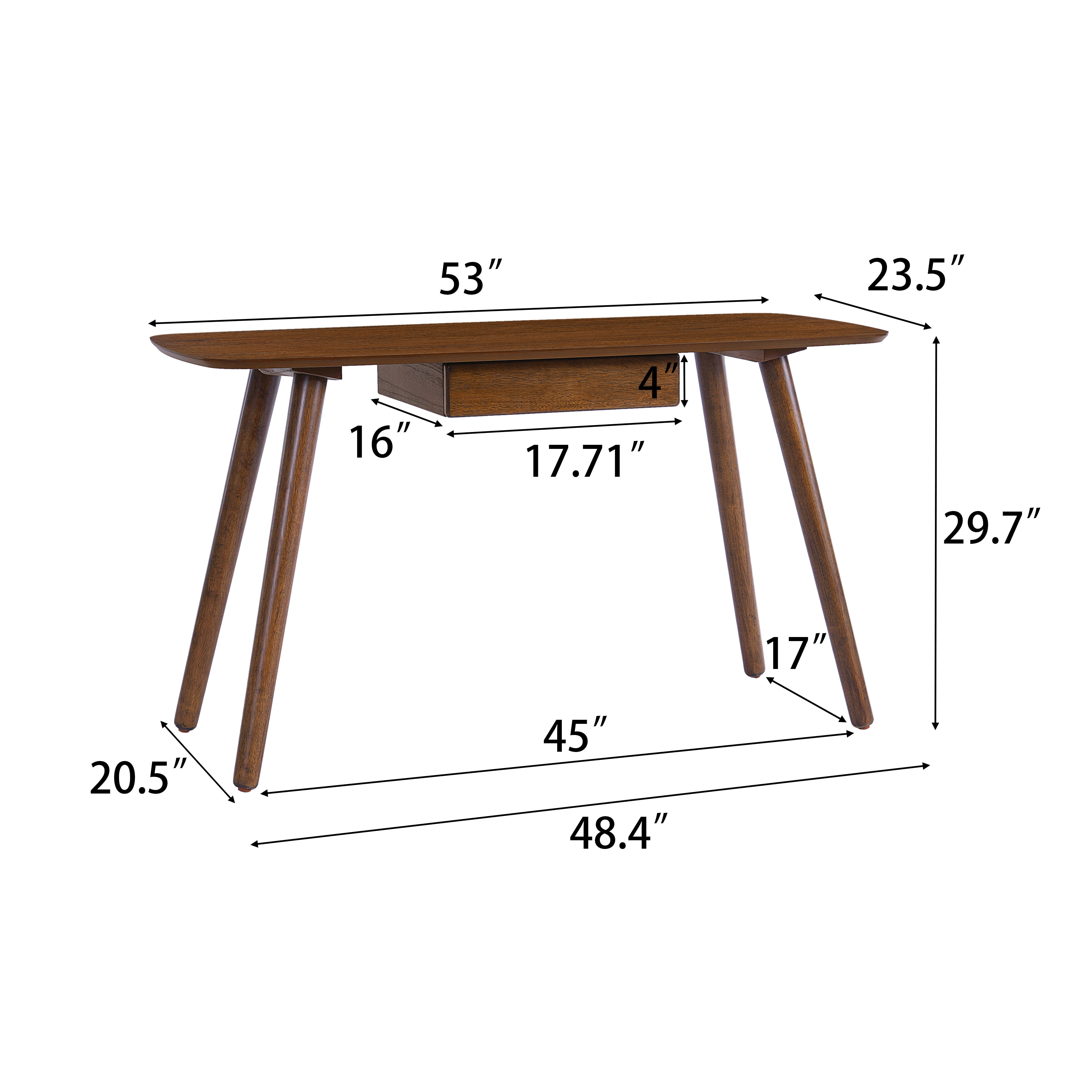 Euroco Study Computer Desk,Office Desk, Study Table,Writing Desk with Drawer for Home ,Office Modern Furniture,Walnut Color