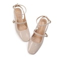 thumbnail image 3 of LuckLilac Women's Square Toe Slingbacks Mary Jane Pumps Patent Leather Chunky Low Heel Buckle Strap Heels sandals Wedding Party Dress Shoes, 3 of 5