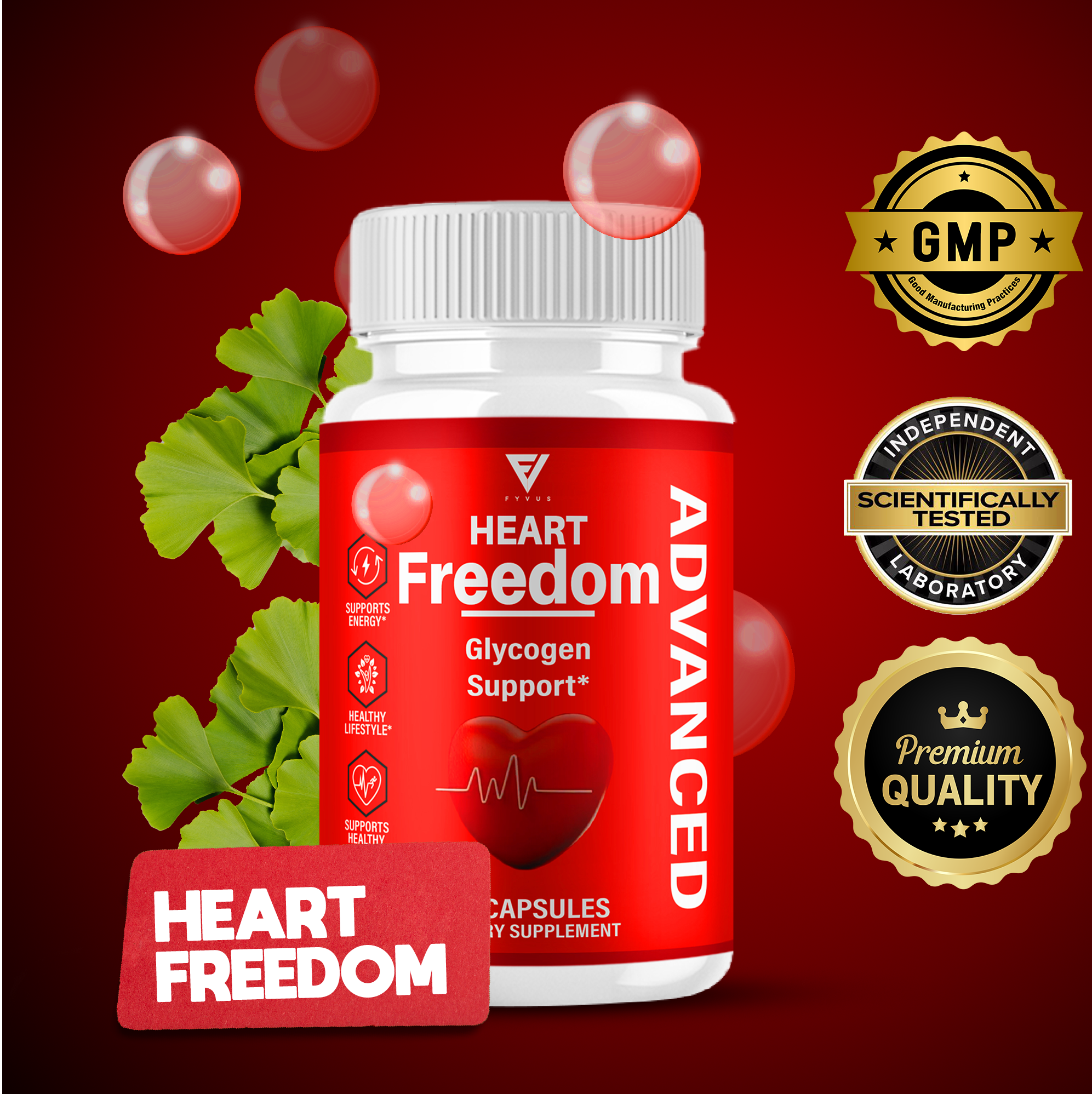 (5 Pack) Heart Freedom Pills, Heart Freedom Glycogen and Circulation Support Maximum Strength Supplement (300 Capsules)