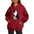 thumbnail image 1 of WEAIXIMIUNG Robe Sweat Femme Manches Courtes Imprimé Chat et Chien Décontracté à Capuche pour Détente, 1 of 5