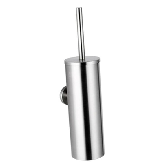 Cepillo de inodoro moderno de acero inoxidable para montaje en pared con cabezal desmontable para baño. espejo de plata