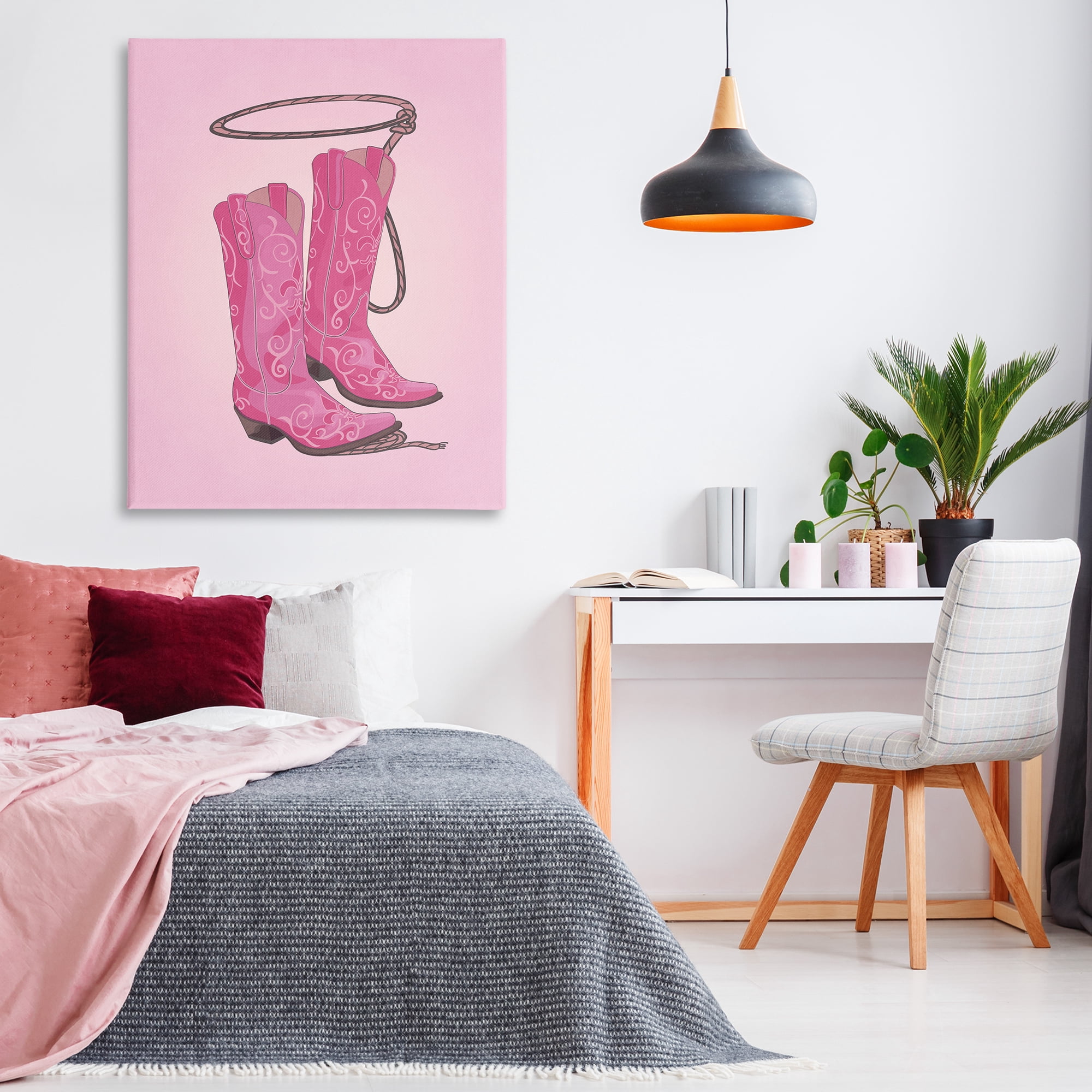 Stupell Industries Cowgirl Boots & Lasso Entertainment Painting Wrapped Canvas Art Print Wall Art, 36 x 48