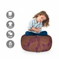 thumbnail image 2 of Boho Art Storage Toy Bag Chair, Ethnic Damask Geometric Floral Circles in Oriental Tones, Stuffed Animal Organizer Washable Bag, Large Size, Purple and Pale Caramel, by Ambesonne, 2 of 3