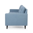 thumbnail image 3 of Noble House Cicely Tufted Fabric 3 Seater Sofa, Blue, Dark Brown, 3 of 9