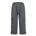 thumbnail image 5 of TYGHBN Women with Pockets Comfy Hiking Cargo Pants Trendy Summer Casual Straight Leg Elastic Waist Pants Soft Sweatpants Petite Pants for Women Casual Straight Leg Dress Pants for Women Business, 5 of 6