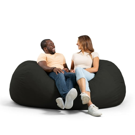 Big Joe Fuf 6Ft Lounger Foam Bean Bag Chair with Removable Cover, Black Lenox, Durable Woven Polyester, 6 feet Giant