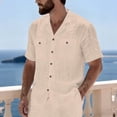 thumbnail image 6 of BangWanChi Mens Loose Fit Beach Button Up Shirts Men's Solid Color Short Sleeve Lapel Classic Button Placket Cardigan with Multiple Pockets Shirt Top, 6 of 6