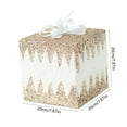 thumbnail image 3 of Champagne Gold Christmas Gift Box Decoration – 7.87in Glitter Plastic Ornament for Tree, Table Centerpiece & Holiday Home Décor, 3 of 5