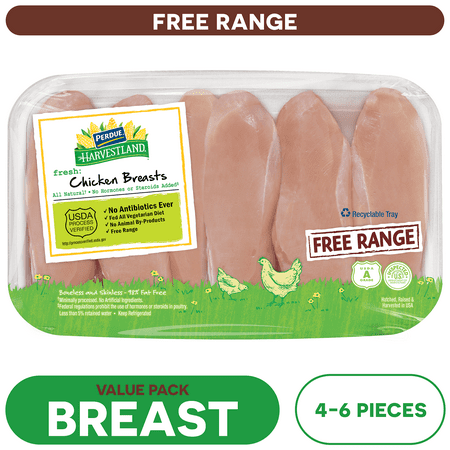 Perdue Harvestland, Free Range, Fresh Boneless Chicken Breast, 2.75-3.8 lb. Tray
