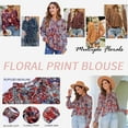 thumbnail image 3 of Weardear Flowy Long Sleeve Tops for Women Casual Boho Blouse Floral Printed V Neck Shirts, 3 of 4