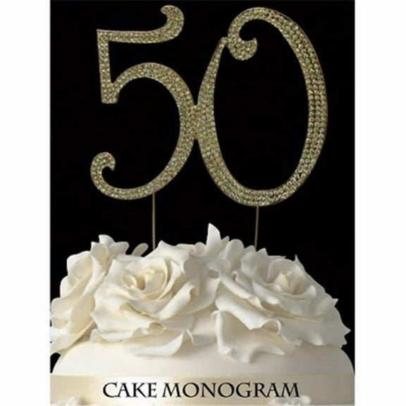 Tian Sweet  50th Rhinestone Cake Topper - Gold
