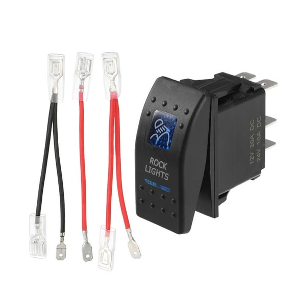 Unique Bargains 5 Pin Car Interior Rock Lights Rocker Switch Toggle Kit 20A/12V 10A/24V SPST On Off Universal Blue