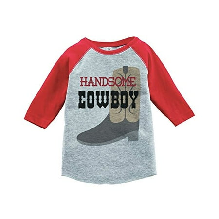 

Custom Party Shop Boy s Novelty Cowboy Vintage Baseball Tee Red and Grey
