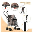 thumbnail image 6 of WDZS Compact Pet Stroller for Small-Medium Dogs/Cats up to 22lbs, 4-Wheel Lightweight Umbrella Shaped Portable Puppy Travel Jogger with Breathable Mesh, Cup Holder & Rear Storage, Leopard Print, 6 of 8